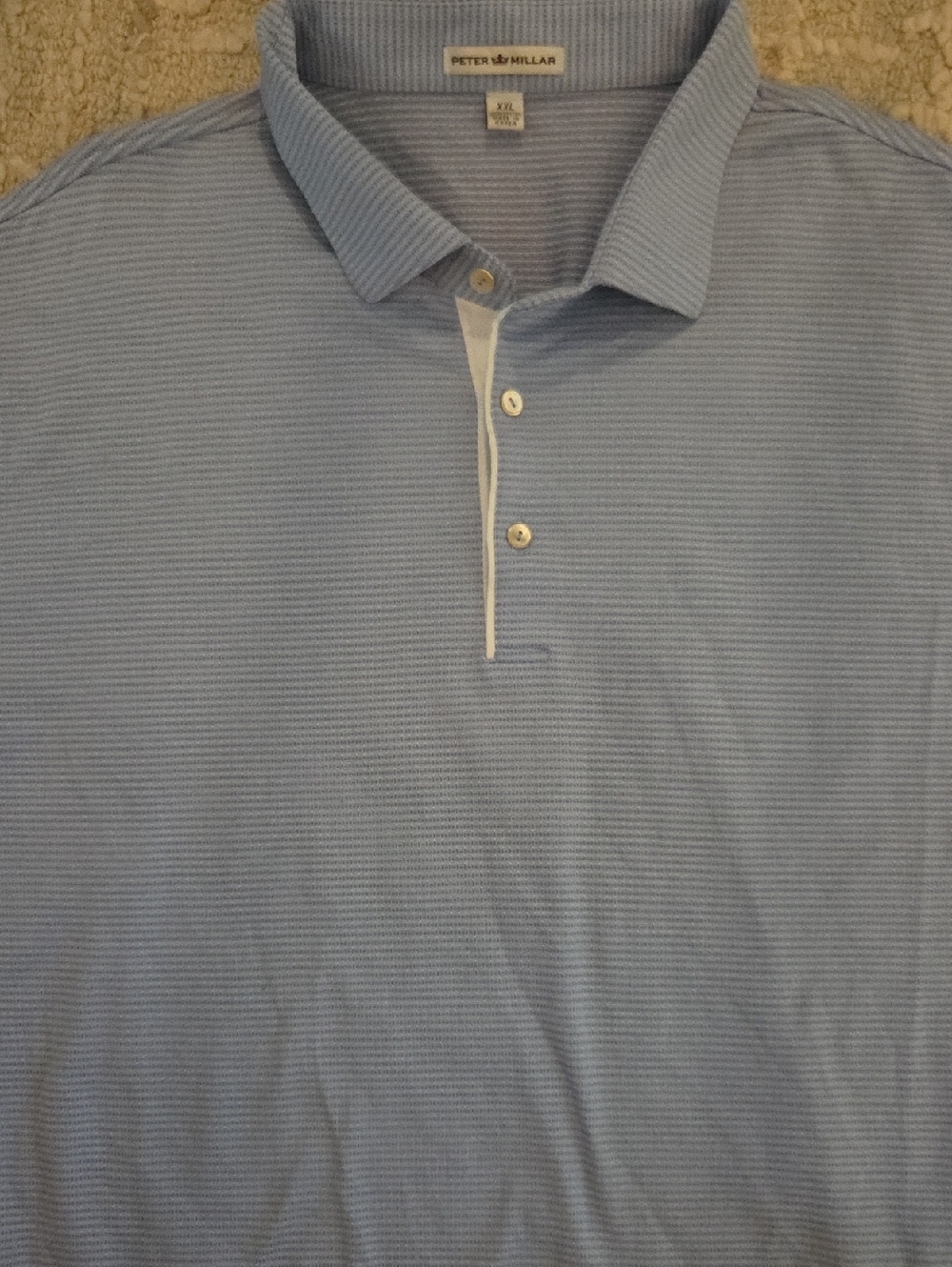 Peter Millar Light Purple Textured 100% Cotton Polo, XXL